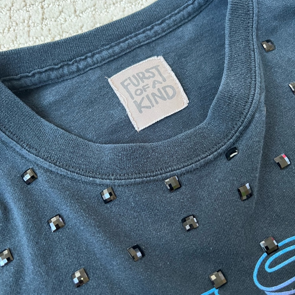 LF Stores Furst of a Kind Vintage T-shirt Classic Black with black jewels Sz OS